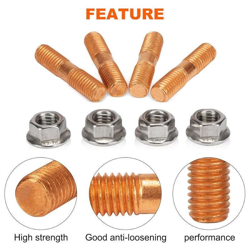 psler M10x1.50 Threaded T3 T4 T6 Turbo Screw and Nuts High Strength Turbo Stud Kit Flange Nuts Set of 4 - Image 2